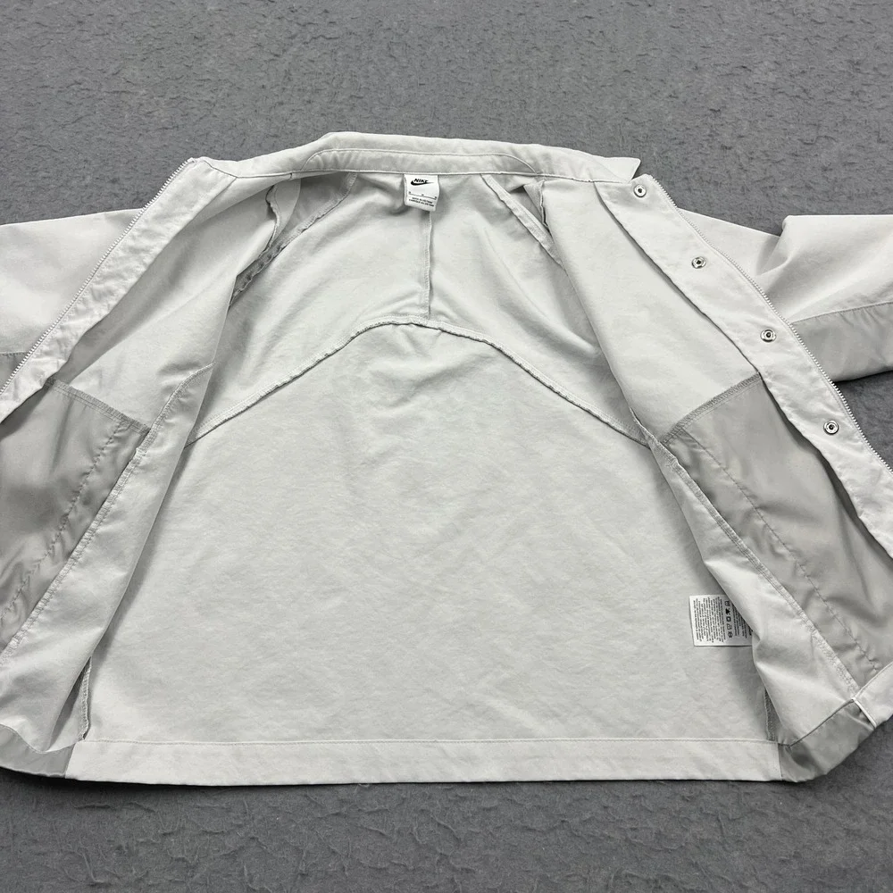 Nike Sportswear Womens Medium Grey Woven Jacket Oversized Sateen Full Zip HQ3750